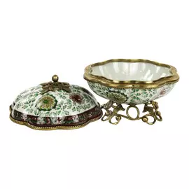 Шкатулка Glasar фарфоровая с бронзовыми эллементами 16x16x14см