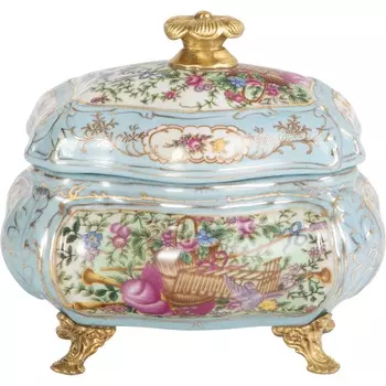 Шкатулка Glasar голубая 17х13х15 см