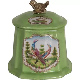 Шкатулка Glasar зеленая с птичкой 10x9x10 см