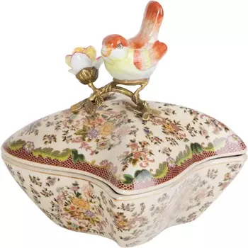 Шкатулка Glasar с птичкой 16х16х19 см