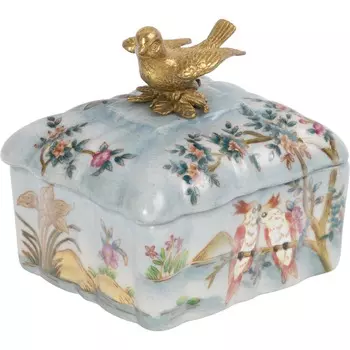 Шкатулка Glasar с птичкой и попугаями 10х9х11 см