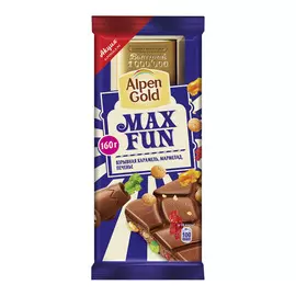 Шоколад Alpen Gold Max Fun взрывная карамель, мармелад, печенье 160 г