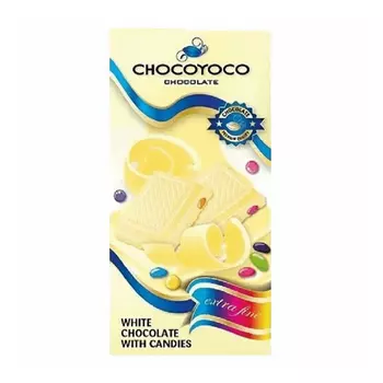 Шоколад белый Chocomoco с цветным драже 100 г