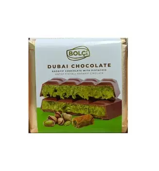 Шоколад Bolci молочный с фисташковой пастой Дубайский шоколад 100 г
