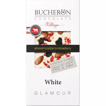 Шоколад Bucheron молочный с цельным миндалем, клюквой и клубникой 100 г