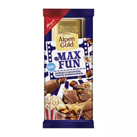 Шоколад молочный Alpen Gold Max Fun с мармеладом со вкусом колы, попкорн и взрывной карамелью 160 г