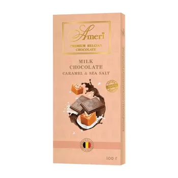 Шоколад молочный Ameri с кусочками карамели и морской солью 100 г