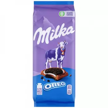 Шоколад молочный Milka с круглым печеньем Орео со вкусом ванили 92 г