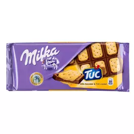 Шоколад молочный Milka с соленым крекером Tuc 87 г