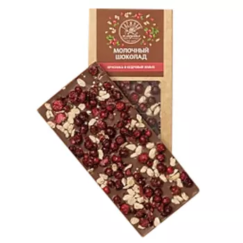 Шоколад молочный Таежная кладовая с брусникой и кедровым жмыхом 90 г