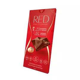 Шоколад RED молочный с ореховой начинкой, без сахара, на 35% меньше калорий, 100 г