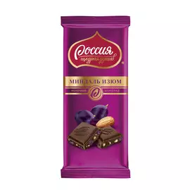 Шоколад Россия щедрая душа Молочный с миндалем и изюмом 90 г