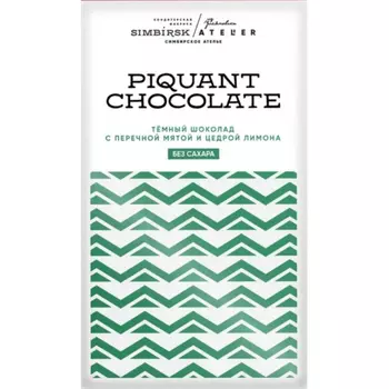Шоколад Simbirsk Atelier без сахара темный с перечной мятой и цедрой лимона 60 г