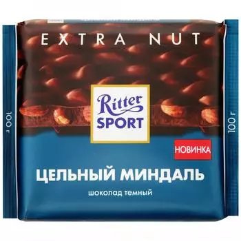 Шоколад темный Ritter Sport с цельным миндалем, 100 г