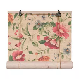 Штора бамбуковая Уют Мальва бежевый/красный 140х160 см