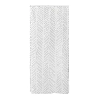 Штора для ванной с утяжелителем Primanova Skandi белая с бежевым 180х200 см