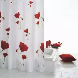 Штора для ванных комнат Mohn красный 180*200 Ridder