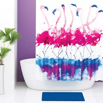 Шторка для ванной Wasserkraft Lossa белая с синим и фиолетовым 200х200 см
