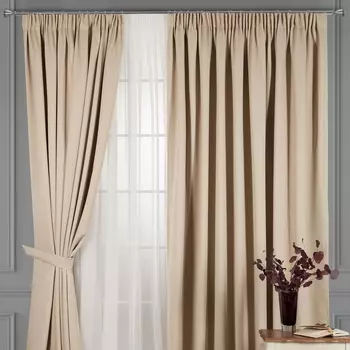 Комплект штор с подхватами Estia Марлон экрю 260x275 см-2шт, подхваты-2шт, 4 предмета