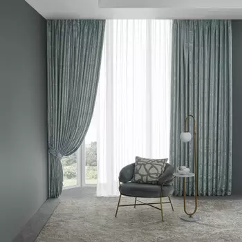 Шторы Togas Дамиани бирюзюзовые 290x275 см-2, подхваты-2, 4 пр.