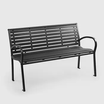 Скамейка Greenpatio стальная тёмно-серая 126х60х80 см