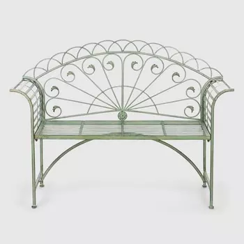 Скамейка садовая Anxi jiacheng металлическая оливковая 131x49x97 см