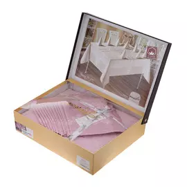 Скатерть Monalife vip cotton 160х300+12 салфеток с кольцами, в ассортименте