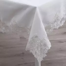 Скатерть тканевая Rico design 150х180 см отделка кружево
