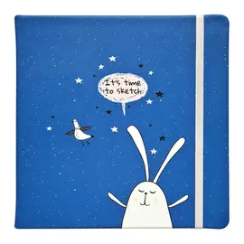 Скетчбук Be Smart Bunny синий с резинкой 17x17 см 64 л