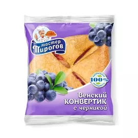 Слойка Мастер Пирогов Венский конвертик черника 70 г