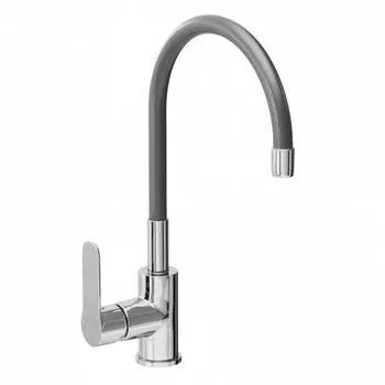 Смеситель для кухни Avrora Kitchen с высоким гибким изливом черный