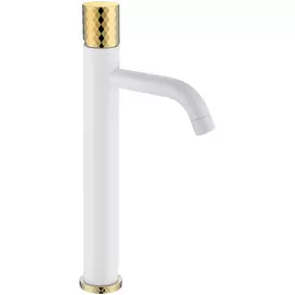 Смеситель для раковины Boheme Stick белый с золотым 4,5х17х33,1 см