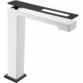 Смеситель для умывальника Boheme Q белый с чёрным 5,5х22,5х26,8 см