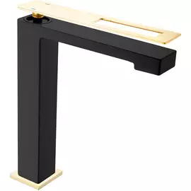 Смеситель для умывальника Boheme Q чёрный с золотым 5,5х22,5х26,8 см