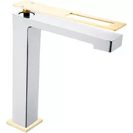 Смеситель для умывальника Boheme Q серебряный с золотым 5,5х22,5х26,8 см