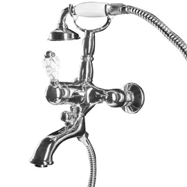 Смеситель для ванны с гарнитуром Boheme Crystal серебряный 15х19,5х31,6 см