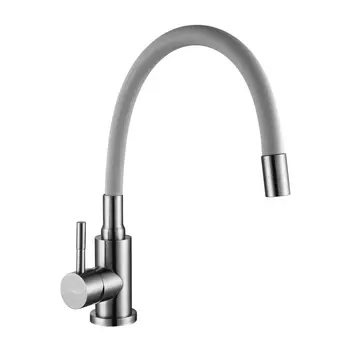 Смеситель Golden fox Lomond для кухни с гибким силиконовым изливом серый