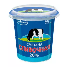 Сметана Экомилк Сливочная 20%, 315 г