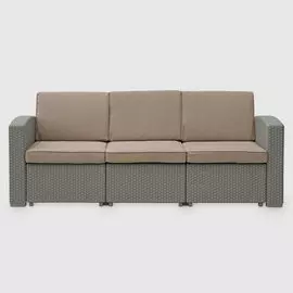 Софа трёхместная с подушками LF бежевая (SF-3-2B-A15928)