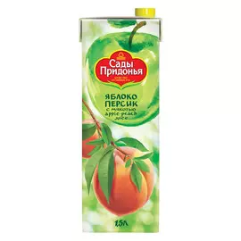 Сок Сады Придонья яблочно-персиковый с мякотью восстановленный 1,5 л