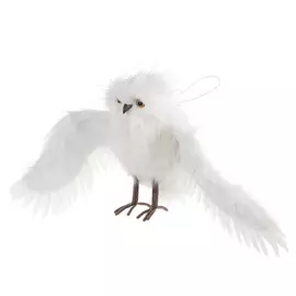 Сова летящая бело-серебряная James arts 70х16х27см