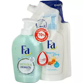 Спайка FA жидкое крем-мыло, запасной блок йогурт миндаль 500 мл и жидкое мыло кокосовая вода