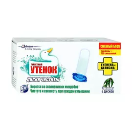 Средсто чистящее для туалета Туалетный утенок Диски чистоты с ароматом эвкалипта сменный блок 38 г