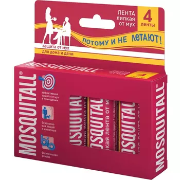 Средство Mosquitall инсектицидное липкая лента от мух, 4 шт