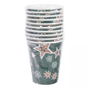 Стакан Bulgaree green Звёзды на зелёном картонный 0,25 л 10 шт