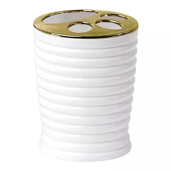 Стакан для зубных щеток Ag concept Elegance с каймой желтое золото белый