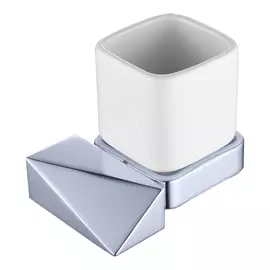 Стакан для зубных щёток Boheme New Venturo серебряный с белым 8,2х8,2х9,5 см