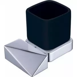 Стакан для зубных щёток Boheme New Venturo серебряный с чёрным 8,2х8,2х9,5 см