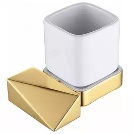 Стакан для зубных щёток Boheme New Venturo золотой с белым 8,2х8,2х9,5 см
