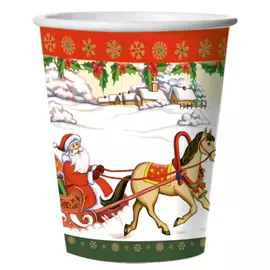 Стакан картонный Bulgaree Green Дед Мороз на санях